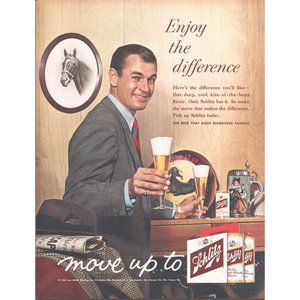 1961 Schlitz Beer Vintage Print Ad Horse Picture Stein Business Suit Photo 10x13